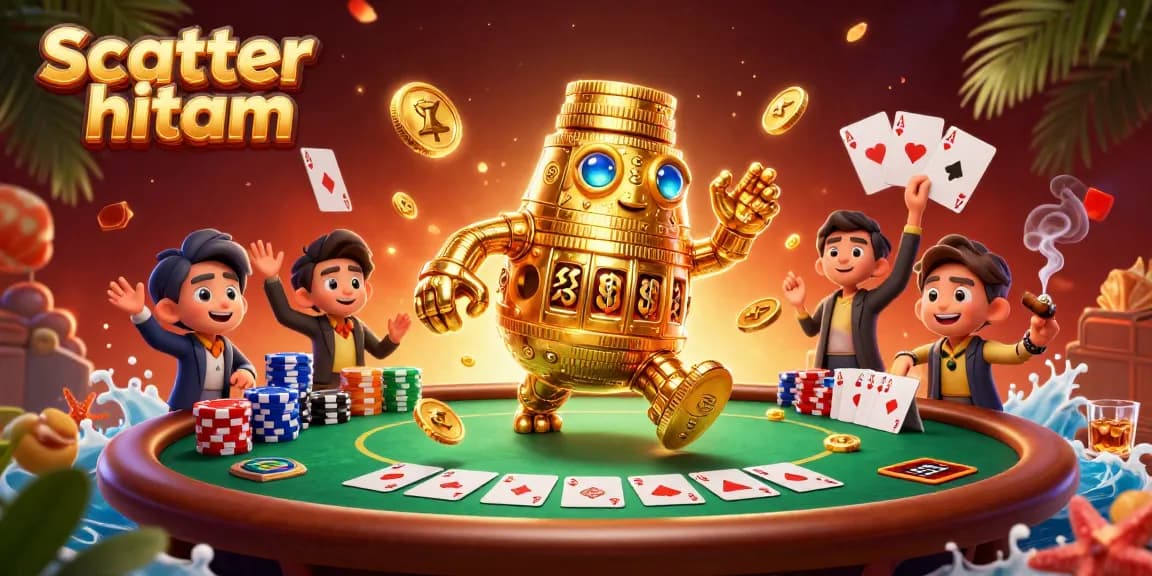 Experience the thrill of scatter hitam with a vibrant, 3D-rendered casino scene featuring dynamic game elements.