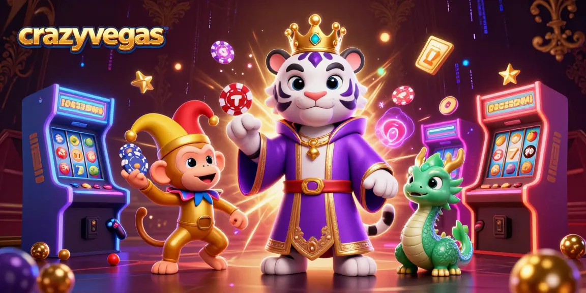Experience high-stakes gaming action with crazyvegas in this vibrant 3D casino illustration.