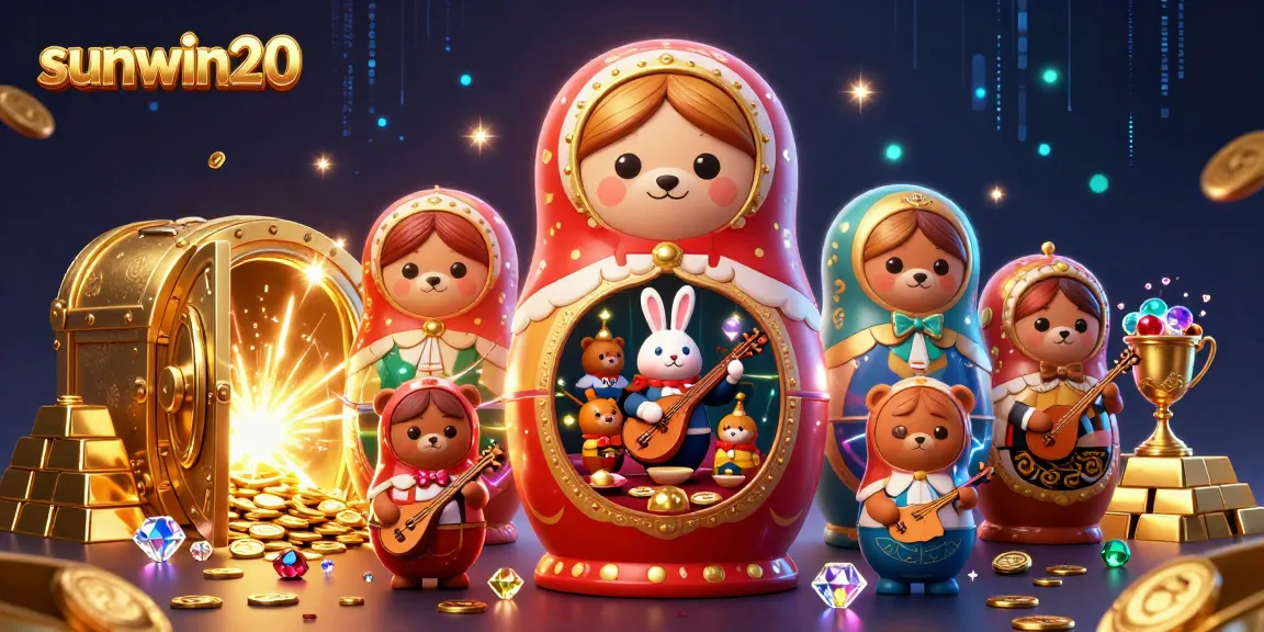 Experience the excitement of sunwin20 with a colorful 3D casino-themed illustration featuring vibrant characters and dynamic elements.